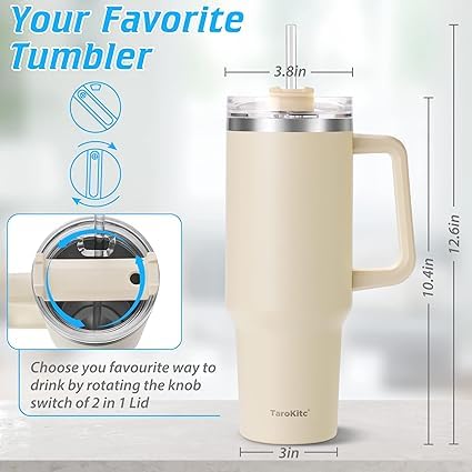 Stainless Steel Tumbler - 1200ml with Straw & Transparent Cap