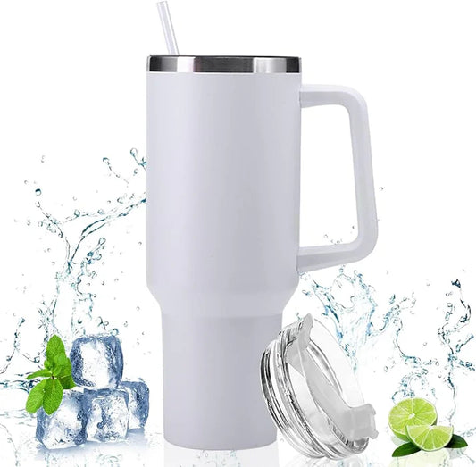 Stainless Steel Tumbler - 1200ml with Straw & Transparent Cap