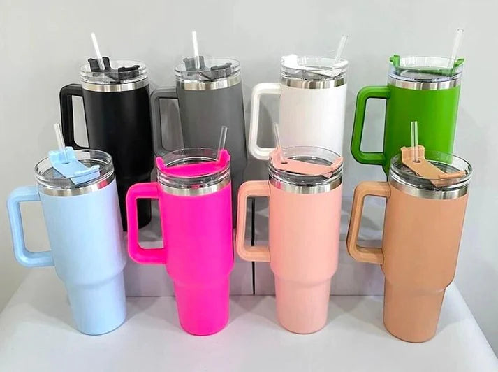Stainless Steel Tumbler - 1200ml with Straw & Transparent Cap